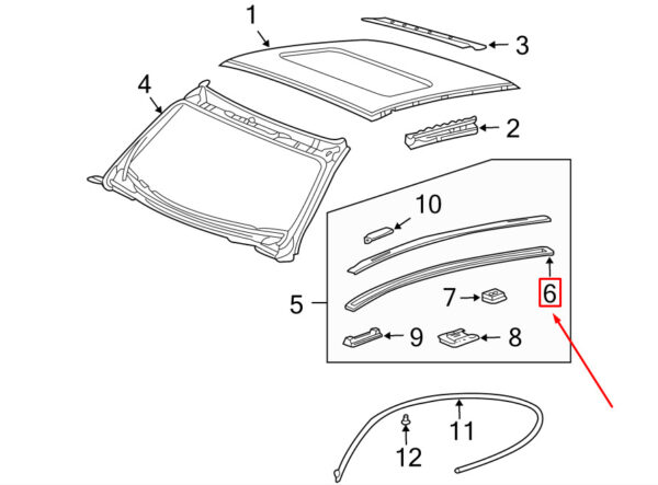 Porsche 911 996 Left Roof Moulded Seal 99655972100 NEW GENUINE