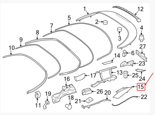 PORSCHE 911 997 Carrera Left Convertible Top Flap 99656106104 NEW GENUINE - Image 2
