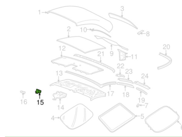 Porsche 911 996 convertible left center pin guide 99656160502 NEW ORIGINAL - Image 3
