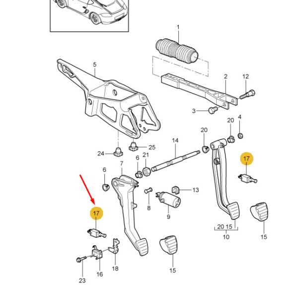 Porsche Cayman 987 Clutch Pedal Switch 99661311401 NEW ORIGINAL