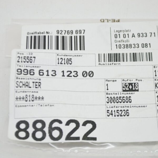 Porsche Boxster 986 interior door handle micro switch 99661312300 NEW ORIGINAL - Image 6