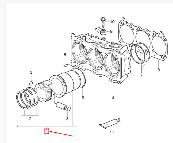Porsche 911 997 engine cylinder with piston 99710391571 NEW ORIGINAL - Image 6