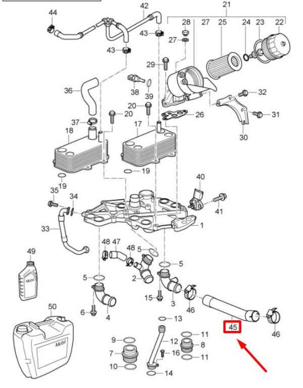 Porsche 911 997 HVAC heating hose 99710632872 NEW ORIGINAL - Image 5