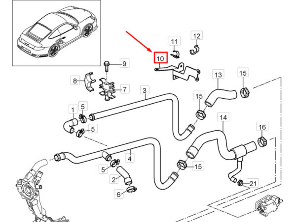 Porsche 911 997 heating pipe holder 99710645071 NEW ORIGINAL