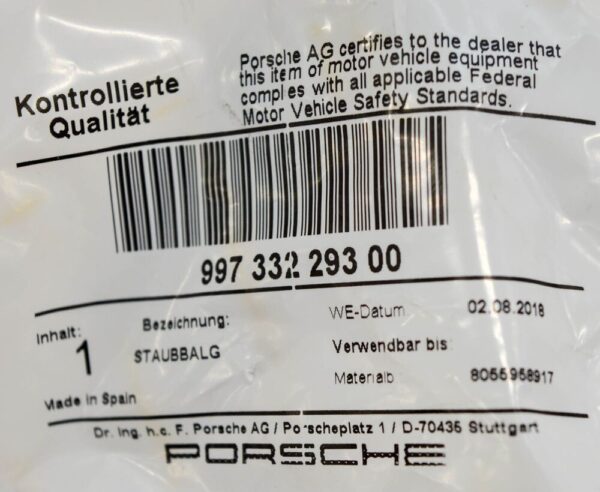 PORSCHE 911 991 Inner Rear Boot Joint 99733229300 NEW
