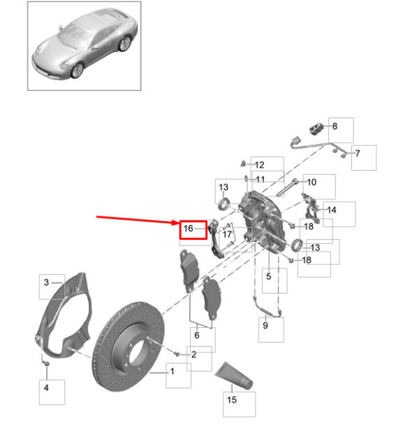 Porsche 911 991 Adapter for Fixed Brake Saddle Front 99735150504 NEW REAL