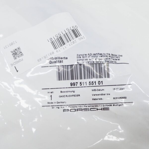Porsche 911 997 gas pressure spring for bonnet front 99751155101 NEW ORIGINAL - Image 6
