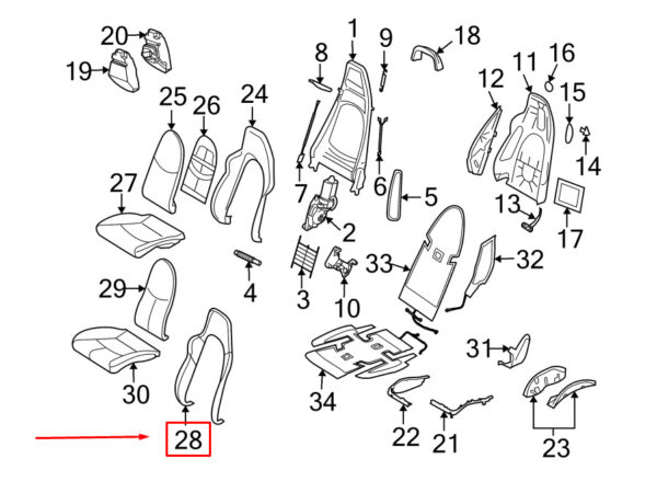 Porsche Cayman 987 front outer backrest cover 99752115501FLR new - Image 5