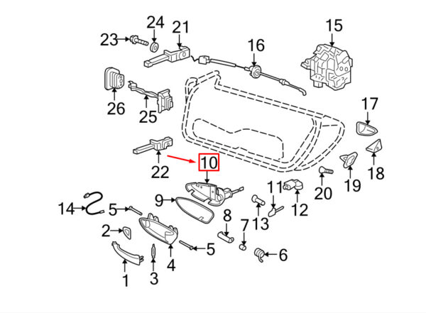 Porsche Cayman 987 door handle mount front right LHD 99753746401 NEW ORIGINAL