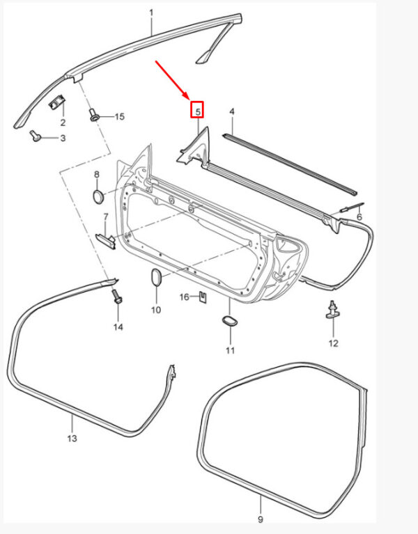 Porsche 911 997 Carrera door gasket inside front right 99753753207 new original - Image 2