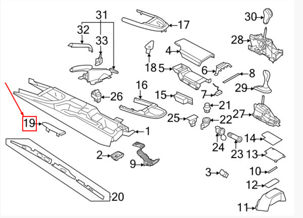 Porsche 911 997 Carrera parking brake lever cover 997553903005V7 NEW REAL - Image 3