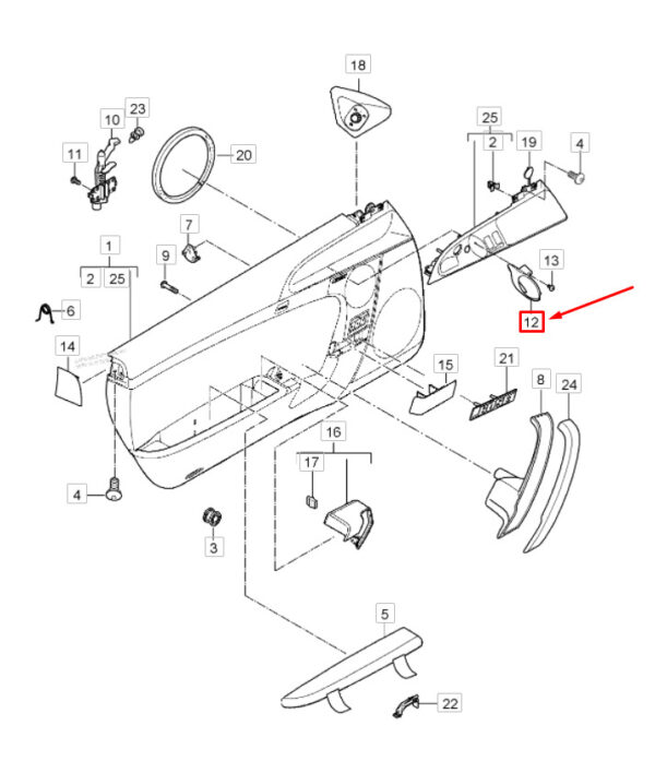 Porsche Boxster 987 Interior Left Front Door Handle 99755546101V05 NEW GENUINE
