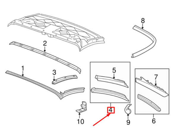 Porsche 911 convertible left top top gasket 99756191302 NEW ORIGINAL - Image 2