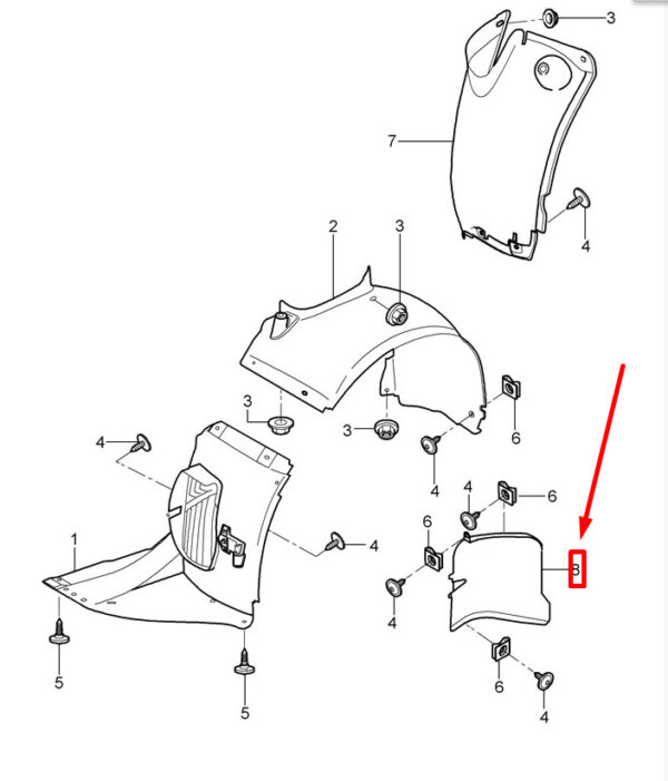 Porsche 911 997 front right air deflector 997523291 NEW ORIGINAL