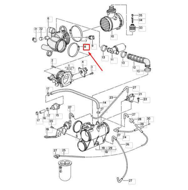 Porsche 968 Air Hose Clamp 99951235102 NEW ORIGINAL - Image 3