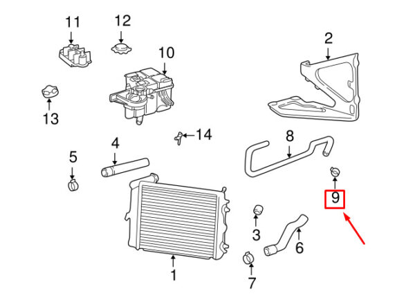 Porsche Boxster 986 engine coolant hose clamp 99951258509 NEW ORIGINAL