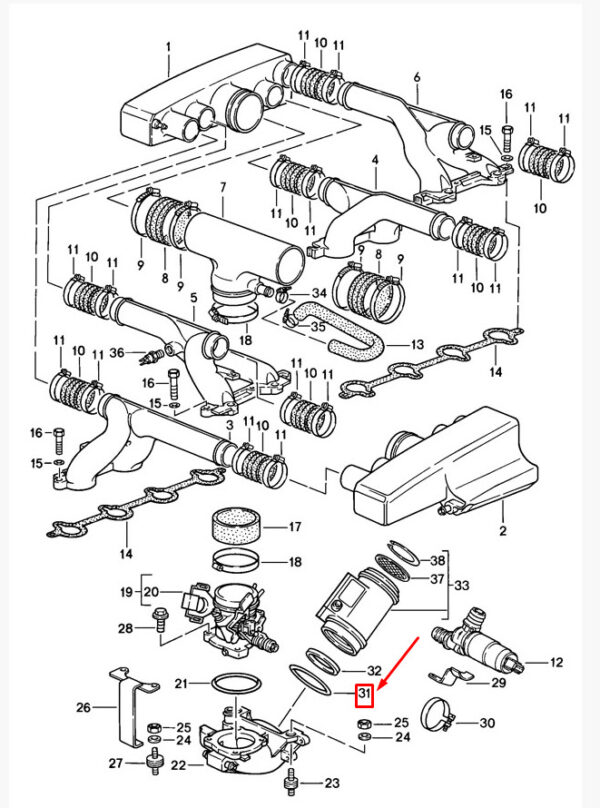 Porsche 928 Airway Housing Pipe Gasket O-Ring 99970169940 NEW REAL - Image 3
