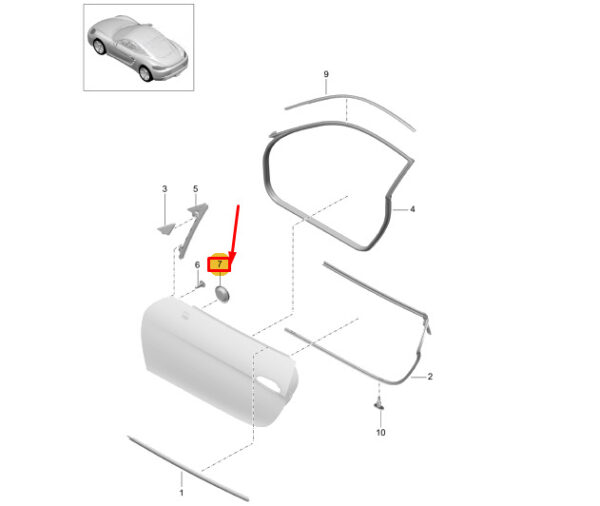 PORSCHE 718 CAYMAN 982 FRONT DOOR SHELL END CAP 99970354340 NEW GENUINE - Image 3