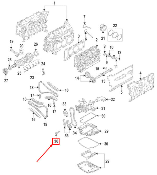 Porsche Boxster 981 Timing Chain Guide Rail Bolt 9A700836500 GENUINE