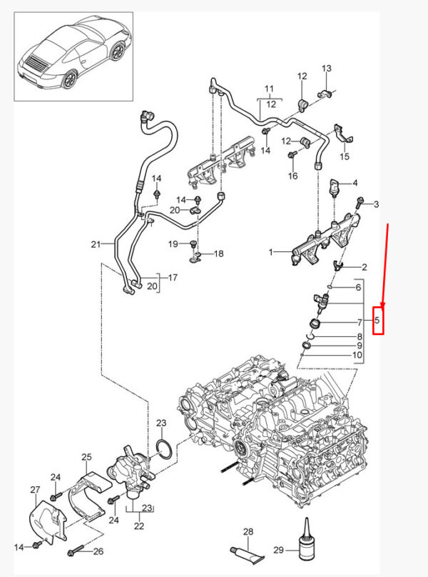 Porsche 911 997 Carrera High Pressure Fuel Injector 9A1110128X NEW REAL