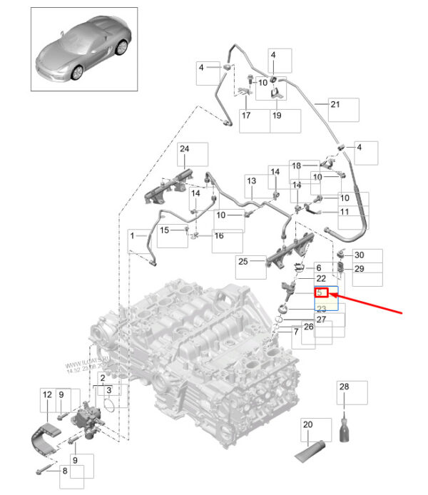 Porsche Cayman 981 High Pressure Fuel Injector 9A111012812 NEW Original