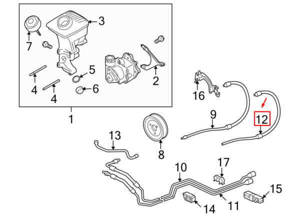Porsche Boxster 987 Return Hose for Power Steering 9A134743921 NEW REAL
