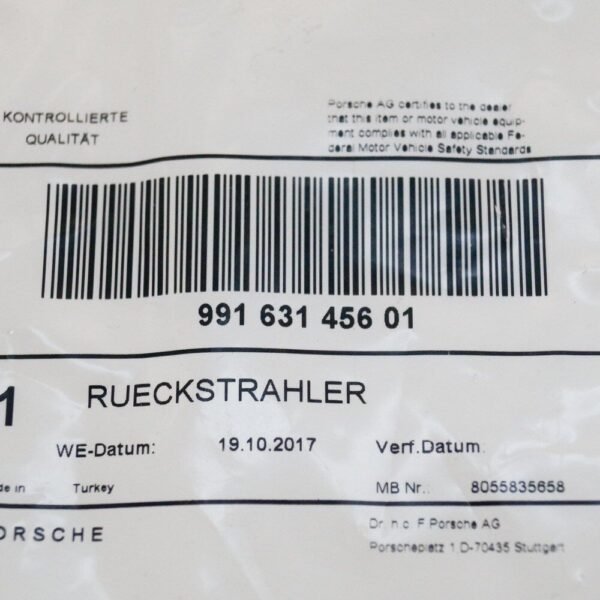 Porsche 911 991 Rear Bumper Right Reflector 9P1945104 GENUINE NEW - Image 6