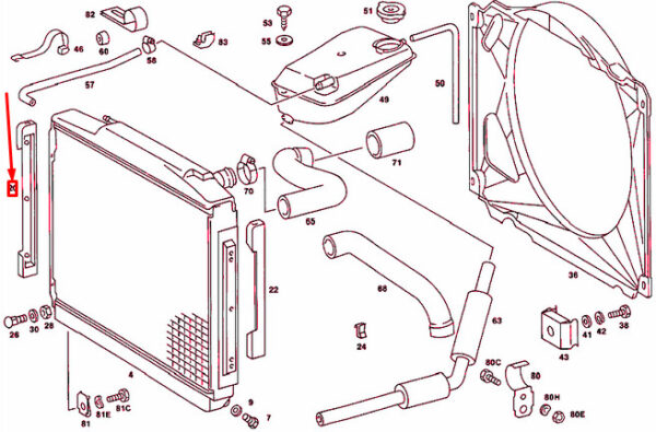 NEW MERCEDES BENZ S W116 RADIATOR RIGHT RUBBER MOUNTING A1075040012 84-84 - Image 4
