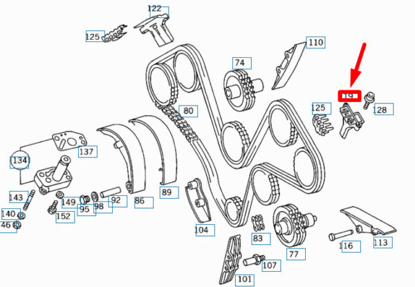 NEW MERCEDES-BENZ SL R129 LEFT ENGINE TIMING CHAIN GUIDE A1190500216 ORIGINAL - Image 4