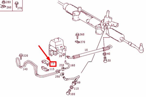 NEW MERCEDES-BENZ S W140 SERVOLE STEERING COOLING TUBE CLAMP A1404660940 ORIGINAL - Image 4