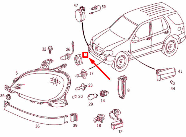 NEW MERCEDES-BENZ ML W163 FOG LIGHTS SEAL A1638260058 ORIGINAL - Image 4