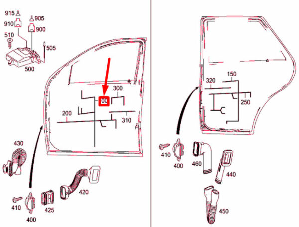 MB ML W164 Front Right Door Electrical Wiring Harness A164440713964 NEW