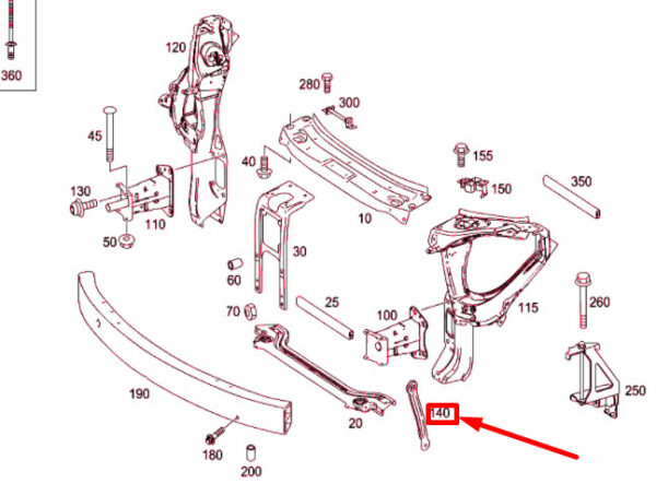 NEW MB ML W164 FRONT RADIATOR SUPPORT PANEL BRACKET A1646262114 ORIGINAL - Image 4