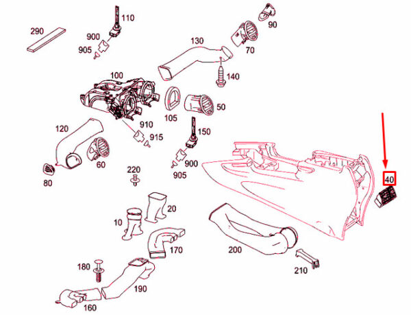NEW MERCEDES-BENZ ML W164 REAR CENTER AIR NOZZLE A16483004549116 ORIGINAL - Image 4