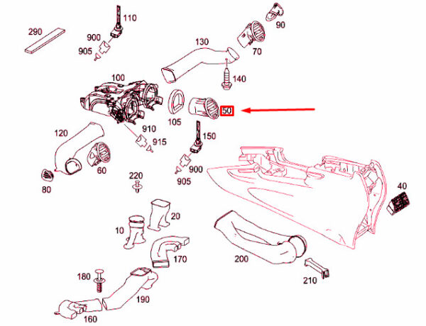 Mercedes-Benz ML W164 Instrument Panel Center Nozzle A16483021547379 NEW ORIGINAL - Image 4