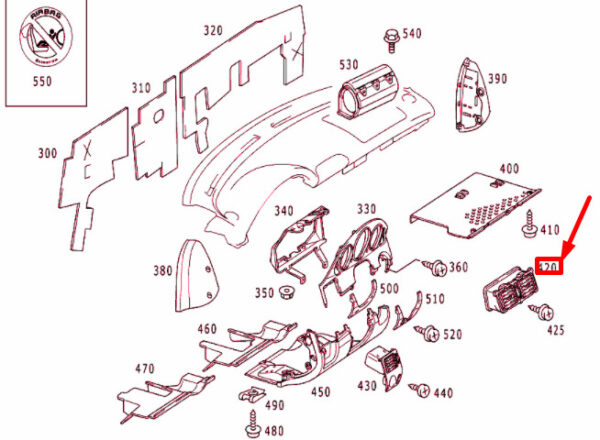 NEW MERCEDES-BENZ SLK R170 CENTRAL AIR NOZZLE A1708301854 ORIGINAL - Image 4