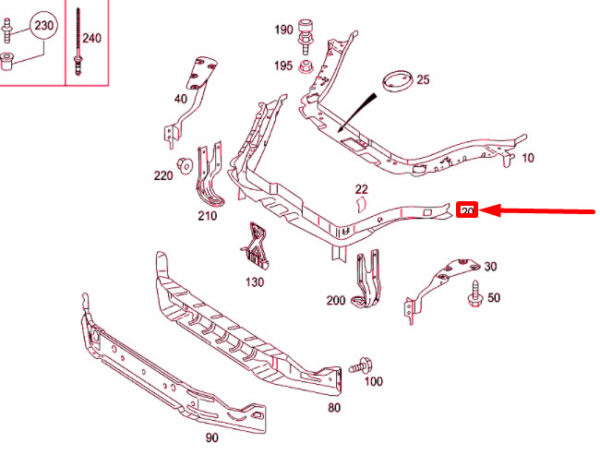 NEW MERCEDES-BENZ SLK R171 FRONT MIDDLE STIFFENING A1716201172 ORIGINAL - Image 4