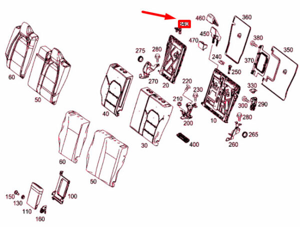 NEW MB CLA C117 REAR FOLDING BACKREST TOP RIGHT CLIP A1769200100 ORIGINAL - Image 4