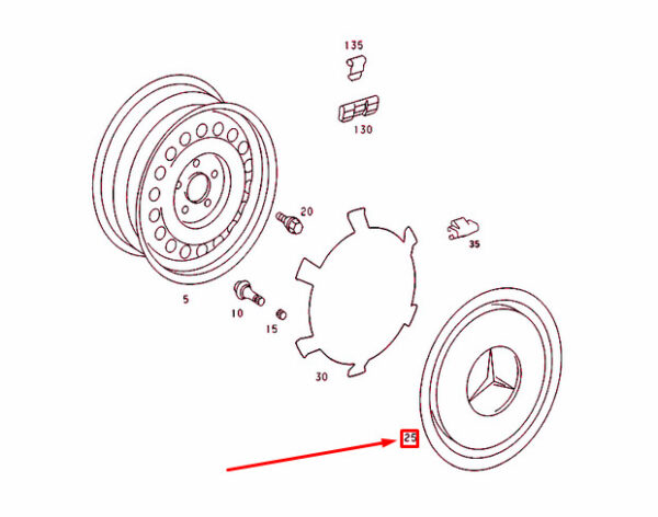 NEW MERCEDES BENZ 190 W201 WHEEL HUB CAP A2014010224 ORIGINAL - Image 4