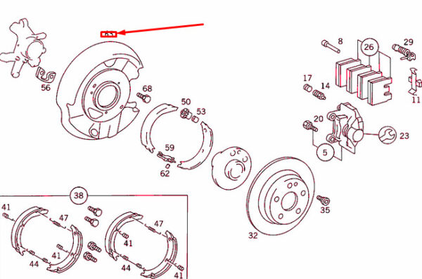 NEW MB E W124 REAR WHEEL BRAKE RIGHT PROTECTIVE PLATE A2024201544 94-99 ORIGINAL - Image 4