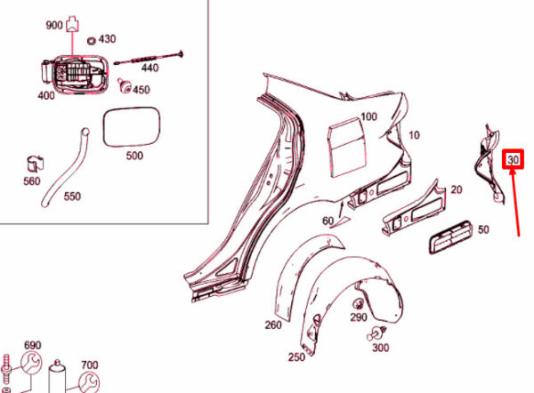 NEW MERCEDES-BENZ C W204 REAR LEFT FENDER STIFFENING A2046372544 ORIGINAL - Image 4