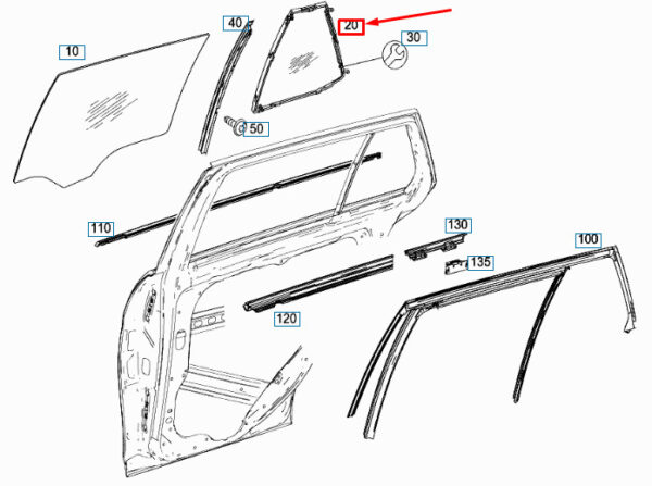 Mercedes-Benz C W204 door side window rear right A2047300455 NEW ORIGINAL - Image 5