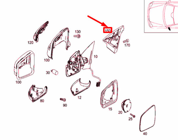 NEW MERCEDES-BENZ C W204 FRONT LEFT DOOR MIRROR SEAL A2048110798 ORIGINAL - Image 4