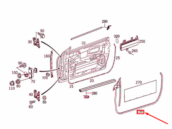 NEW MB CLK C209 FRONT LEFT DOOR BONDED SEALING FRAME A2097200178 OEM - Image 4