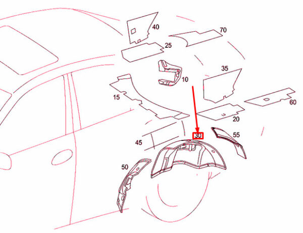 NEW MB E W211 REAR LEFT WHEELHOUSE INSIDE DAMPING A2116820141 OEM - Image 4