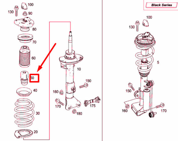NEW MERCEDES-BENZ C W204 FRONT STRUT ADDITIONAL SPRING A2123211106 ORIGINAL - Image 4