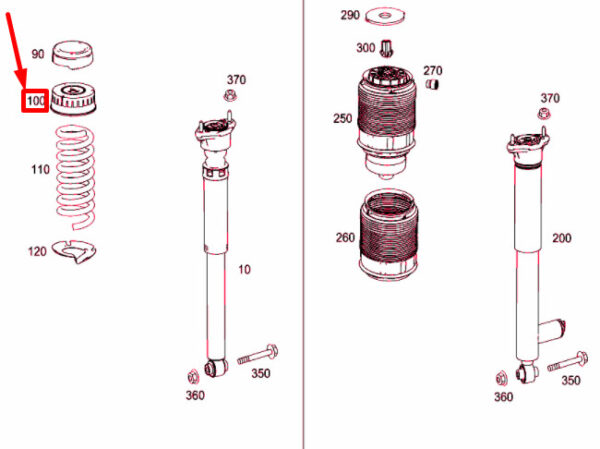 NEW MERCEDES-BENZ E W212 REAR TOP SPRING BEARING A2123260367 10-16 ORIGINAL - Image 4