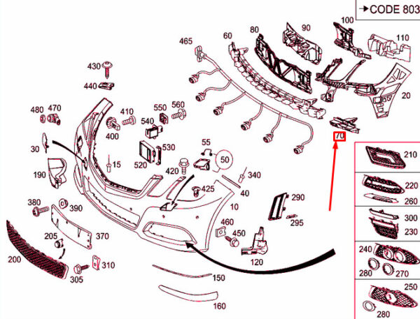 NEW MERCEDES-BENZ E W212 FRONT BUMPER RIGHT BOTTOM MOUNTING A2128852465 ORIGINAL - Image 4