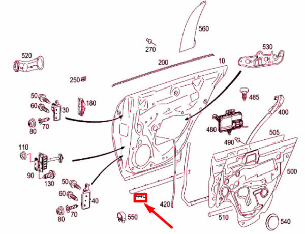 NEW MB CLS C219 REAR LEFT DOOR BOTTOM SEALING FRAME A2197300378 ORIGINAL - Image 4