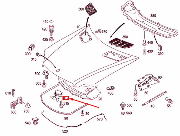 MERCEDES-BENZ ML W164 BONNET TOP RETAINING HOOK A2198800064 NEW ORIGINAL - Image 4